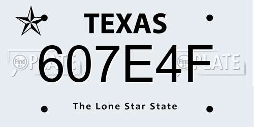 607E4F Texas License Plate
