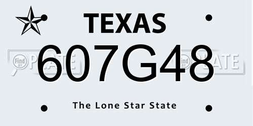607G48 Texas License Plate