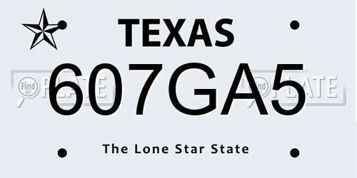 607GA5 Texas License Plate