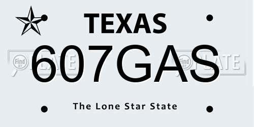 607GAS Texas License Plate