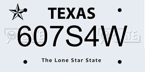 607S4W Texas License Plate