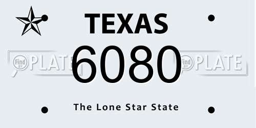 6080 Texas License Plate
