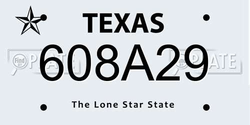 608A29 Texas License Plate