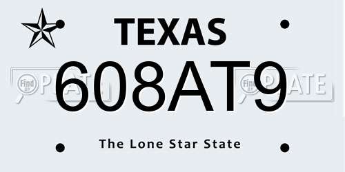 608AT9 Texas License Plate