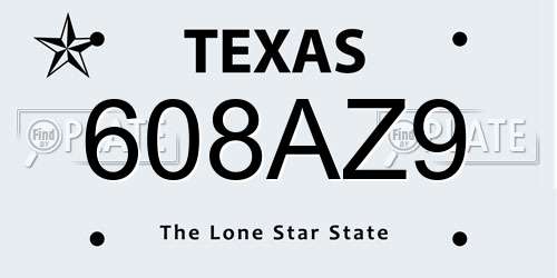 608AZ9 Texas License Plate