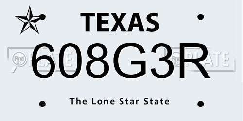 608G3R Texas License Plate