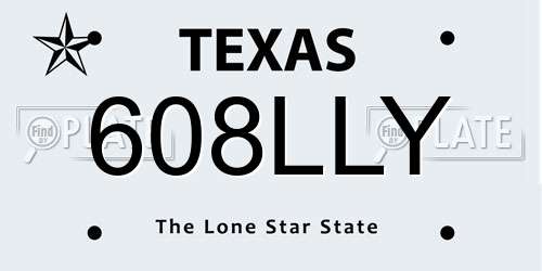 608LLY Texas License Plate