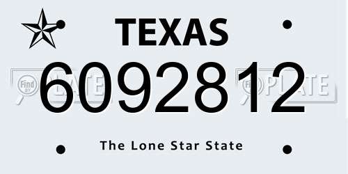 6092812 Texas License Plate