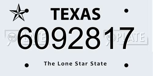 6092817 Texas License Plate