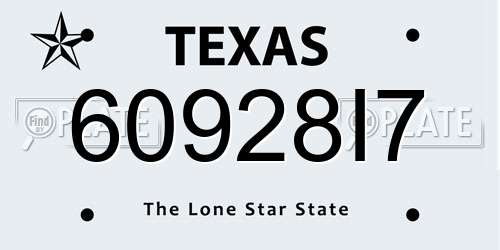 60928I7 Texas License Plate