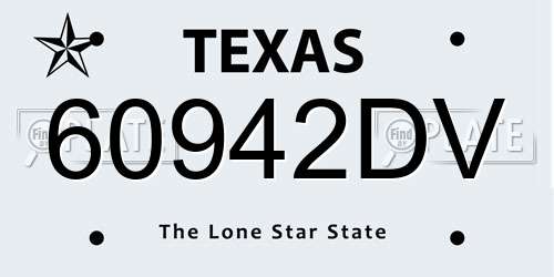 60942DV Texas License Plate
