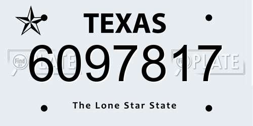 6097817 Texas License Plate