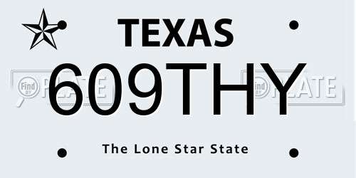 609THY Texas License Plate