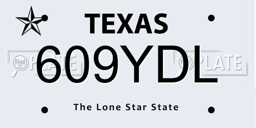 609YDL Texas License Plate