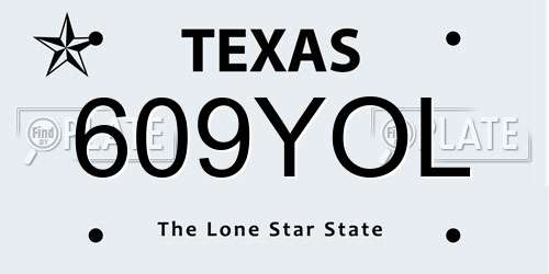 609YOL Texas License Plate