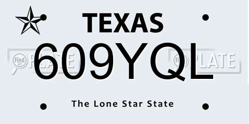 609YQL Texas License Plate
