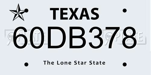 60DB378 Texas License Plate