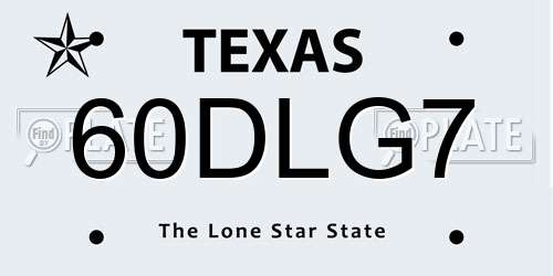 60DLG7 Texas License Plate