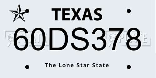 60DS378 Texas License Plate