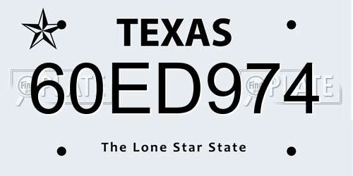 60ED974 Texas License Plate