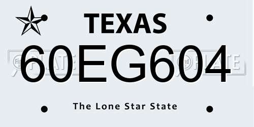 60EG604 Texas License Plate