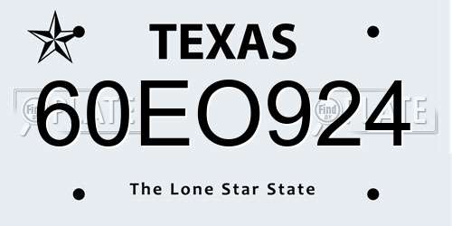 60EO924 Texas License Plate