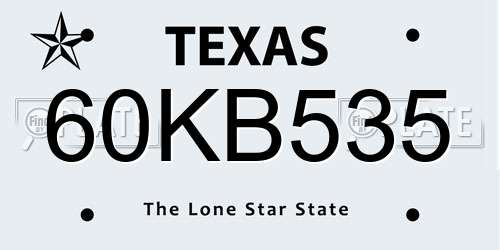 60KB535 Texas License Plate