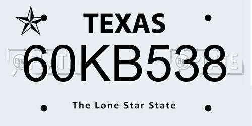 60KB538 Texas License Plate