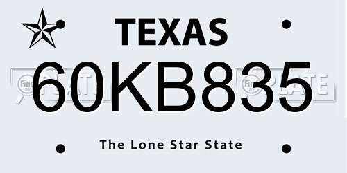 60KB835 Texas License Plate