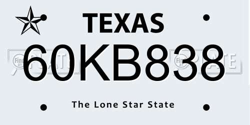 60KB838 Texas License Plate