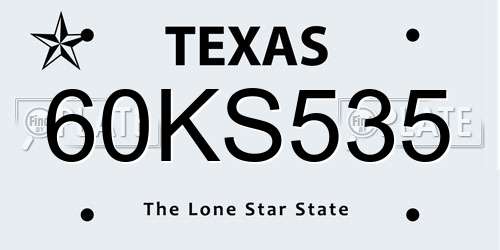 60KS535 Texas License Plate