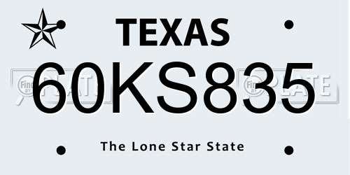 60KS835 Texas License Plate