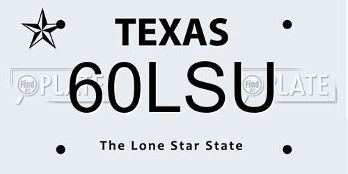 60LSU Texas License Plate