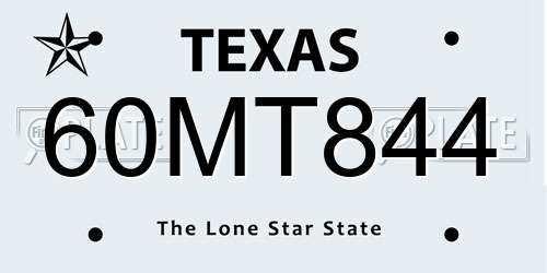 60MT844 Texas License Plate