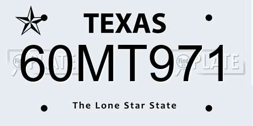 60MT971 Texas License Plate