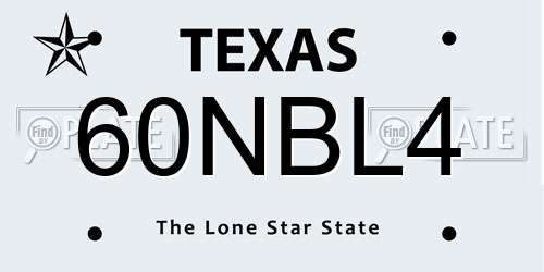 60NBL4 Texas License Plate