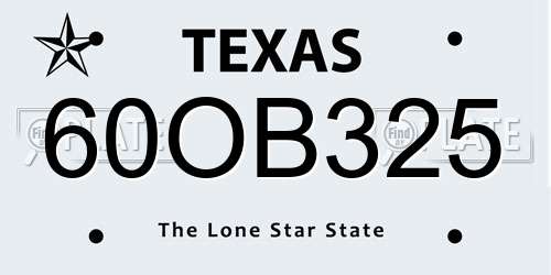60OB325 Texas License Plate