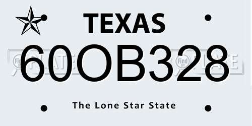60OB328 Texas License Plate