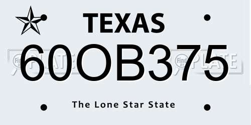 60OB375 Texas License Plate