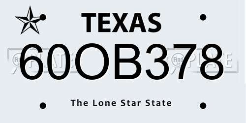 60OB378 Texas License Plate