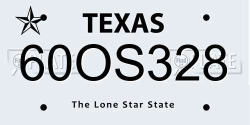 60OS328 Texas License Plate