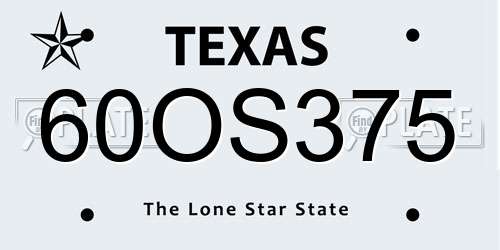 60OS375 Texas License Plate