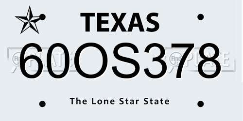 60OS378 Texas License Plate