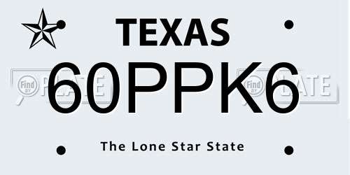 60PPK6 Texas License Plate
