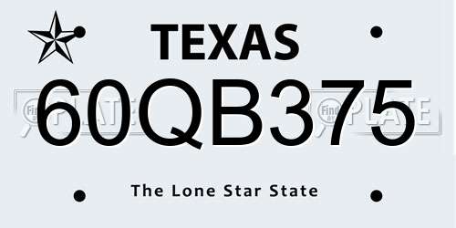 60QB375 Texas License Plate