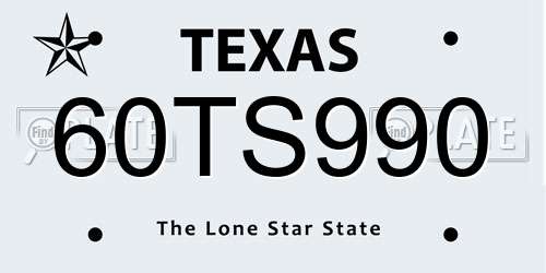 60TS990 Texas License Plate