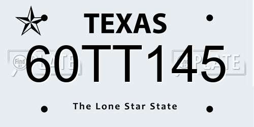 60TT145 Texas License Plate