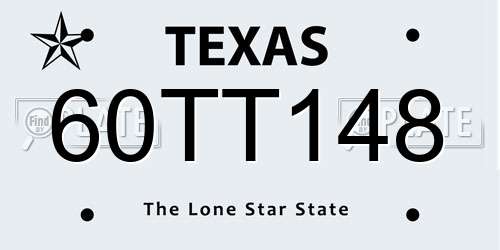 60TT148 Texas License Plate