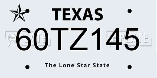 60TZ145 Texas License Plate