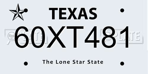 60XT481 Texas License Plate
